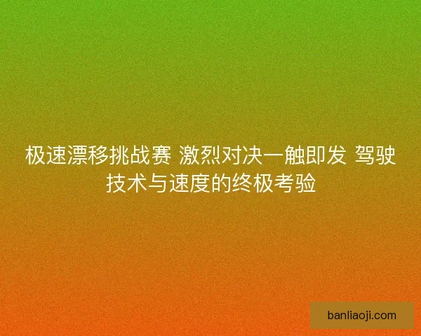 极速漂移挑战赛 激烈对决一触即发 驾驶技术与速度的终极考验