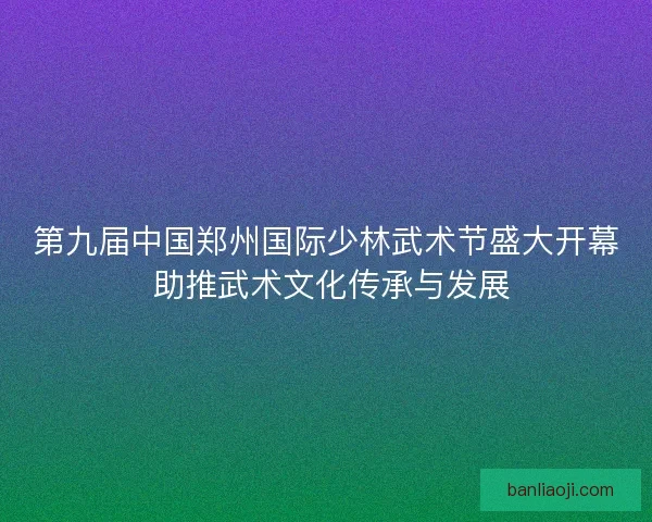 第九届中国郑州国际少林武术节盛大开幕 助推武术文化传承与发展