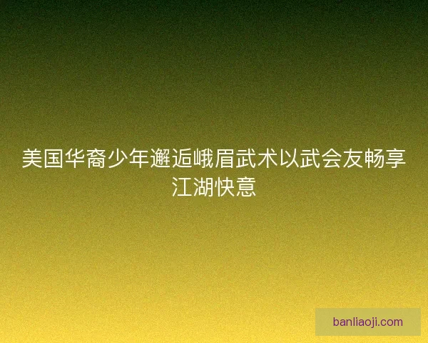 美国华裔少年邂逅峨眉武术以武会友畅享江湖快意